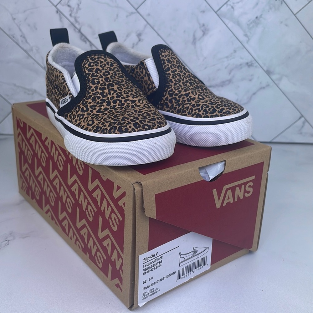 Slip on Vans. Leopard print. Toddler size 6.
